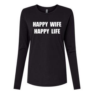 Happy Wife Happy Life Funny Gift Womens Cotton Relaxed Long Sleeve T-Shirt