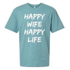 Happy Wife Happy Life Gift Sueded Cloud Jersey T-Shirt