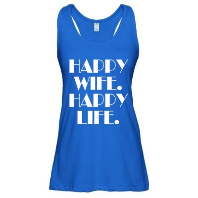 Happy Wife Happy Life Gift Ladies Essential Flowy Tank