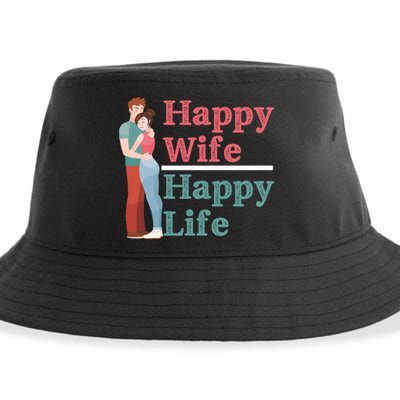 Happy Wife Happy Life Gift For Good Husbands Gift Sustainable Bucket Hat