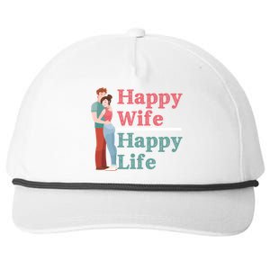 Happy Wife Happy Life Gift For Good Husbands Gift Snapback Five-Panel Rope Hat