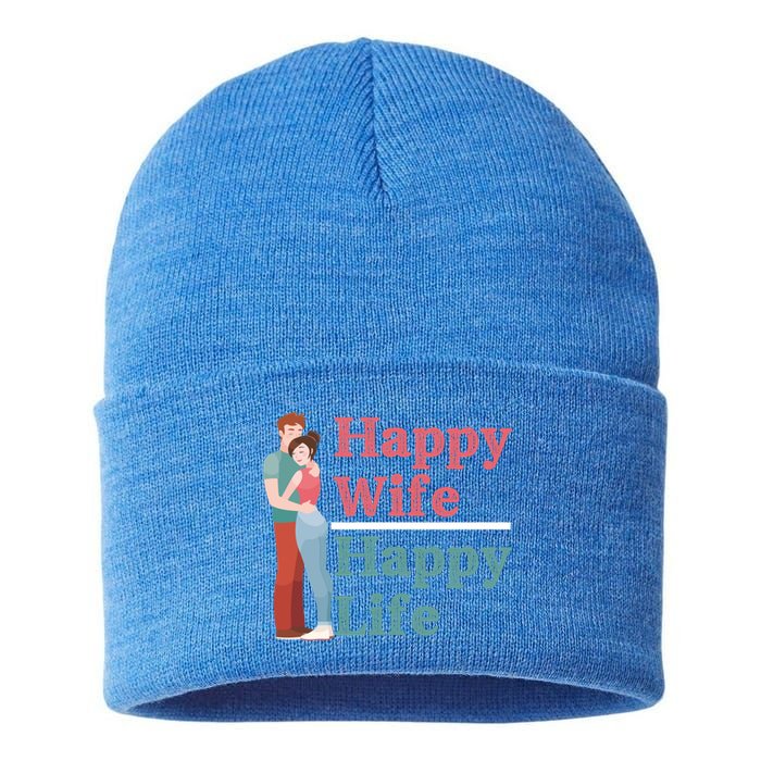 Happy Wife Happy Life Gift For Good Husbands Gift Sustainable Knit Beanie