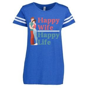 Happy Wife Happy Life Gift For Good Husbands Gift Enza Ladies Jersey Football T-Shirt