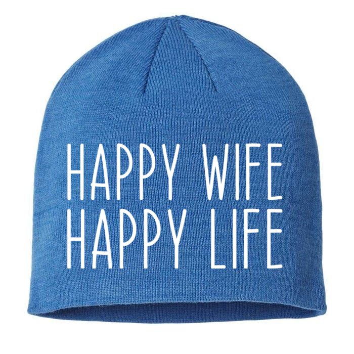 Happy Wife Happy Life Wedding Funny Husband Love Vintage Gift Sustainable Beanie