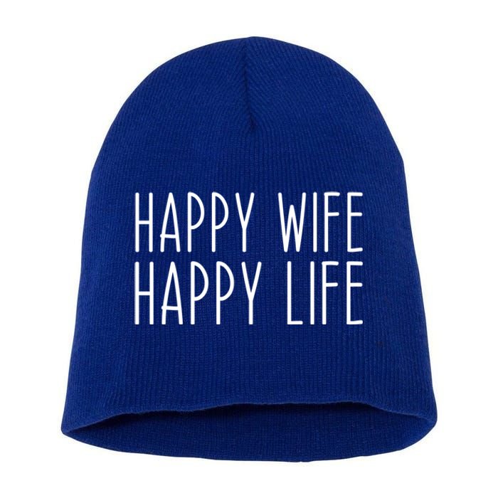 Happy Wife Happy Life Wedding Funny Husband Love Vintage Gift Short Acrylic Beanie