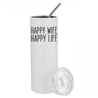 Happy Wife Happy Life Wedding Funny Husband Love Vintage Gift Stainless Steel Tumbler