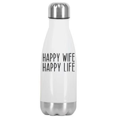 Happy Wife Happy Life Wedding Funny Husband Love Vintage Gift Stainless Steel Insulated Water Bottle