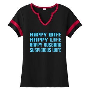 Happy Wife Happy Life Funny Wife Joke For Your Husband Meaningful Gift Ladies Halftime Notch Neck Tee