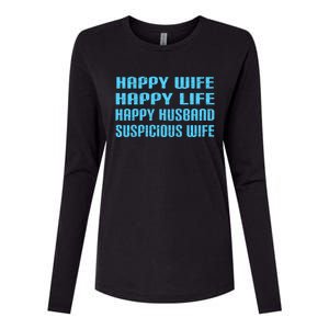 Happy Wife Happy Life Funny Wife Joke For Your Husband Meaningful Gift Womens Cotton Relaxed Long Sleeve T-Shirt