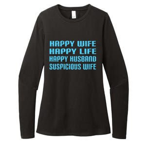 Happy Wife Happy Life Funny Wife Joke For Your Husband Meaningful Gift Womens CVC Long Sleeve Shirt