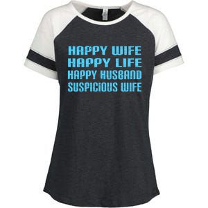 Happy Wife Happy Life Funny Wife Joke For Your Husband Meaningful Gift Enza Ladies Jersey Colorblock Tee