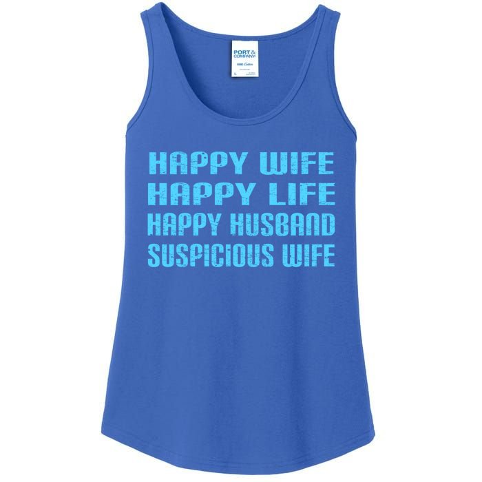 Happy Wife Happy Life Funny Wife Joke For Your Husband Meaningful Gift Ladies Essential Tank