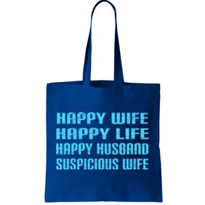 Happy Wife Happy Life Funny Wife Joke For Your Husband Meaningful Gift Tote Bag