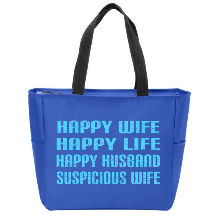 Happy Wife Happy Life Funny Wife Joke For Your Husband Meaningful Gift Zip Tote Bag