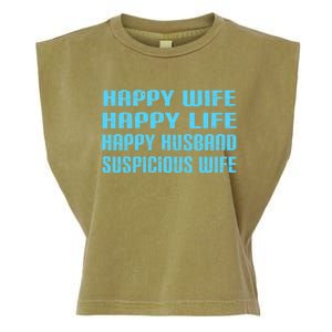 Happy Wife Happy Life Funny Wife Joke For Your Husband Meaningful Gift Garment-Dyed Women's Muscle Tee