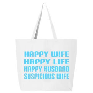 Happy Wife Happy Life Funny Wife Joke For Your Husband Meaningful Gift 25L Jumbo Tote