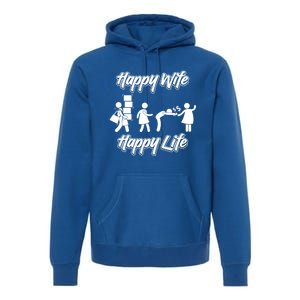 Happy Wife Happy Life – Wife Joke Funny Anniversary Wife Pun Cute Gift Premium Hoodie