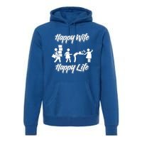 Happy Wife Happy Life – Wife Joke Funny Anniversary Wife Pun Cute Gift Premium Hoodie