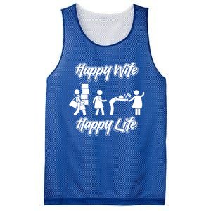 Happy Wife Happy Life – Wife Joke Funny Anniversary Wife Pun Cute Gift Mesh Reversible Basketball Jersey Tank