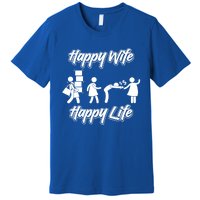 Happy Wife Happy Life – Wife Joke Funny Anniversary Wife Pun Cute Gift Premium T-Shirt