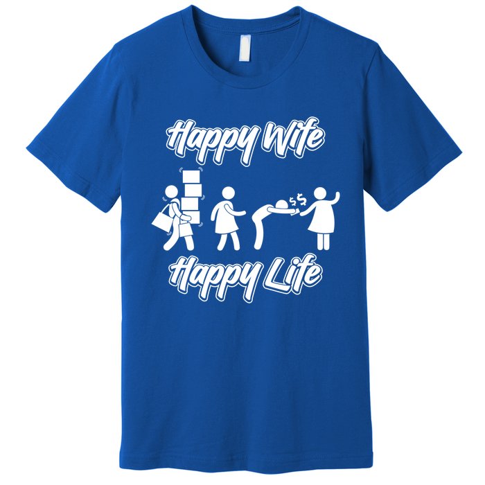 Happy Wife Happy Life – Wife Joke Funny Anniversary Wife Pun Cute Gift Premium T-Shirt