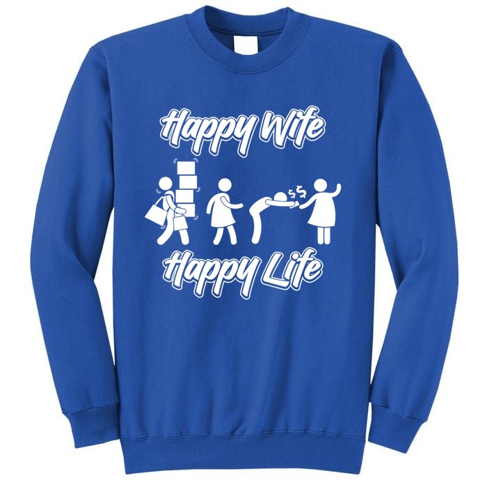 Happy Wife Happy Life – Wife Joke Funny Anniversary Wife Pun Cute Gift Tall Sweatshirt