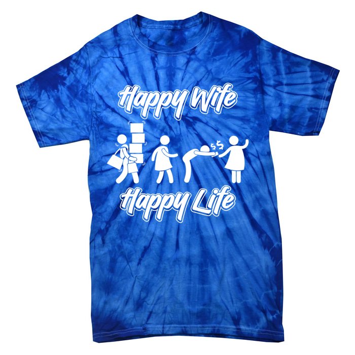 Happy Wife Happy Life – Wife Joke Funny Anniversary Wife Pun Cute Gift Tie-Dye T-Shirt