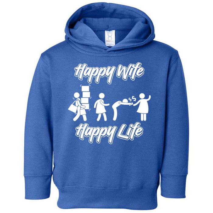 Happy Wife Happy Life – Wife Joke Funny Anniversary Wife Pun Cute Gift Toddler Hoodie