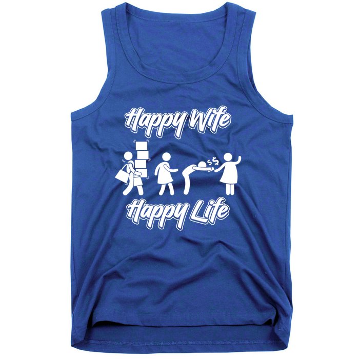 Happy Wife Happy Life – Wife Joke Funny Anniversary Wife Pun Cute Gift Tank Top