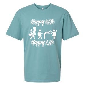 Happy Wife Happy Life – Wife Joke Funny Anniversary Wife Pun Cute Gift Sueded Cloud Jersey T-Shirt