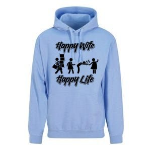 Happy Wife Happy Life – Wife Joke Funny Anniversary Wife Pun Cute Gift Unisex Surf Hoodie