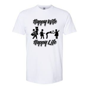 Happy Wife Happy Life – Wife Joke Funny Anniversary Wife Pun Cute Gift Softstyle CVC T-Shirt