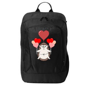 Hedgehog With Heart Balloons Valentines Day Hedgehog Gift City Backpack