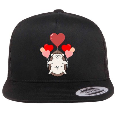 Hedgehog With Heart Balloons Valentines Day Hedgehog Gift Flatbill Hat