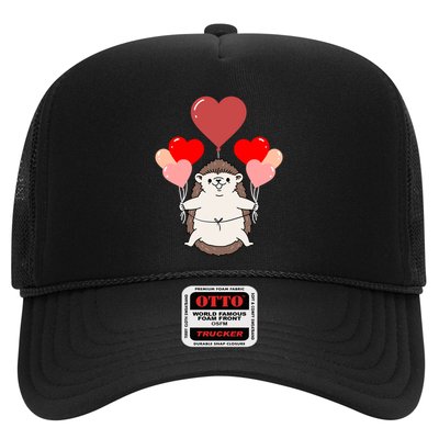 Hedgehog With Heart Balloons Valentines Day Hedgehog Gift Trucker Hat