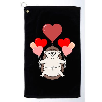 Hedgehog With Heart Balloons Valentines Day Hedgehog Gift Golf Towel