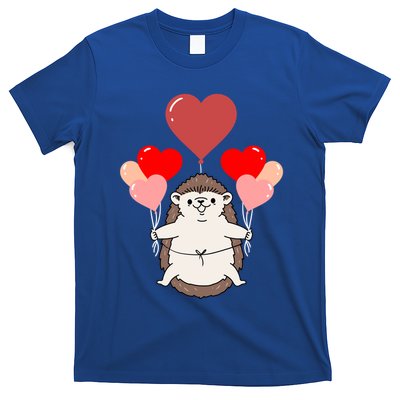 Hedgehog With Heart Balloons Valentines Day Hedgehog Gift T-Shirt