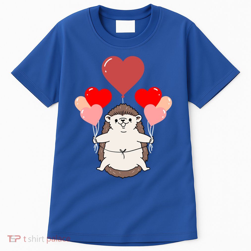 Hedgehog With Heart Balloons Valentines Day Hedgehog Gift Tall T-Shirt