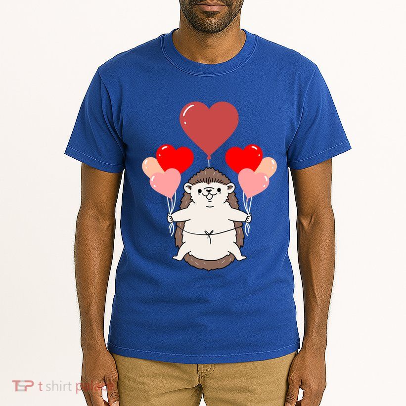 Hedgehog With Heart Balloons Valentines Day Hedgehog Gift Tall T-Shirt