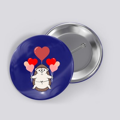 Hedgehog With Heart Balloons Valentines Day Hedgehog Gift Button