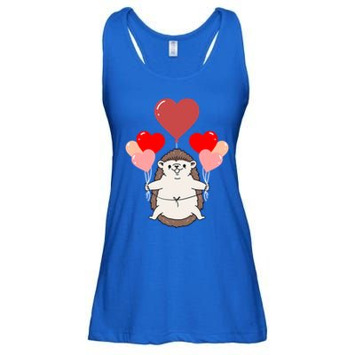 Hedgehog With Heart Balloons Valentines Day Hedgehog Gift Ladies Essential Flowy Tank