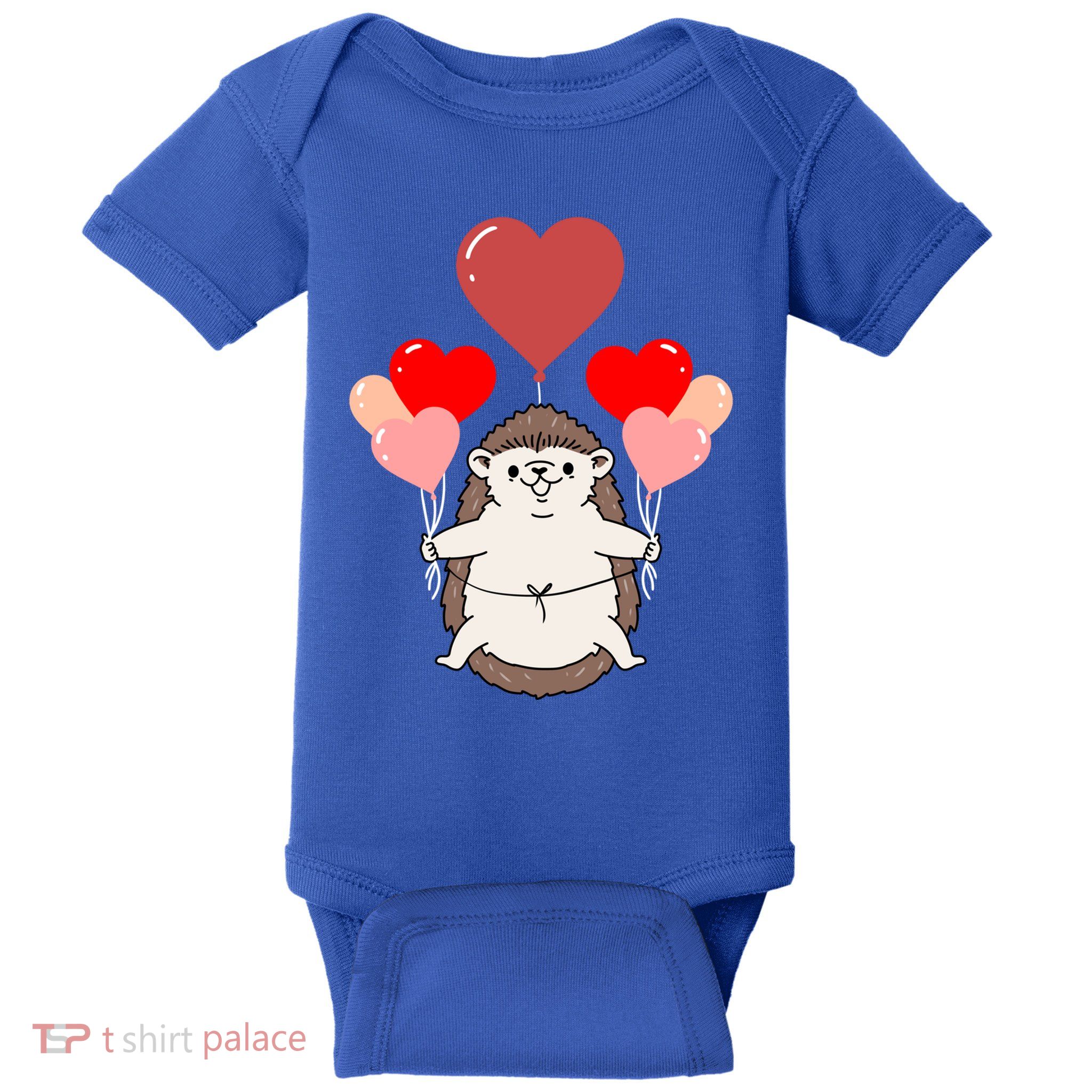 Hedgehog With Heart Balloons Valentines Day Hedgehog Gift Baby Bodysuit