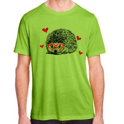 Hedgehog With Heart Glasses Valentines Day Hedgie Mom Cute Gift Adult ChromaSoft Performance T-Shirt