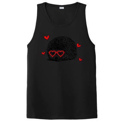 Hedgehog With Heart Glasses Valentines Day Hedgie Mom Cute Gift PosiCharge Competitor Tank