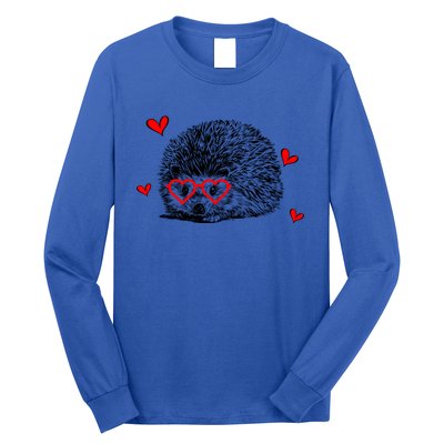 Hedgehog With Heart Glasses Valentines Day Hedgie Mom Cute Gift Long Sleeve Shirt