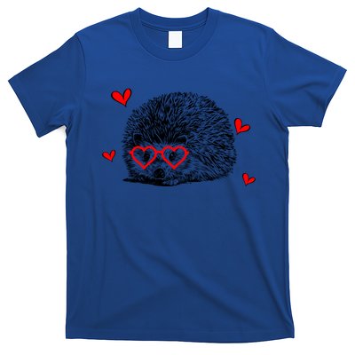 Hedgehog With Heart Glasses Valentines Day Hedgie Mom Cute Gift T-Shirt