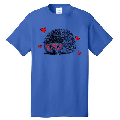 Hedgehog With Heart Glasses Valentines Day Hedgie Mom Cute Gift Tall T-Shirt