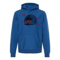 Hedgehog With Heart Glasses Valentines Day Hedgie Mom Cute Gift Premium Hoodie