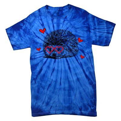 Hedgehog With Heart Glasses Valentines Day Hedgie Mom Cute Gift Tie-Dye T-Shirt