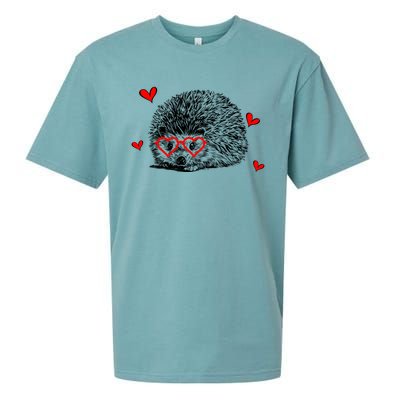 Hedgehog With Heart Glasses Valentines Day Hedgie Mom Cute Gift Sueded Cloud Jersey T-Shirt